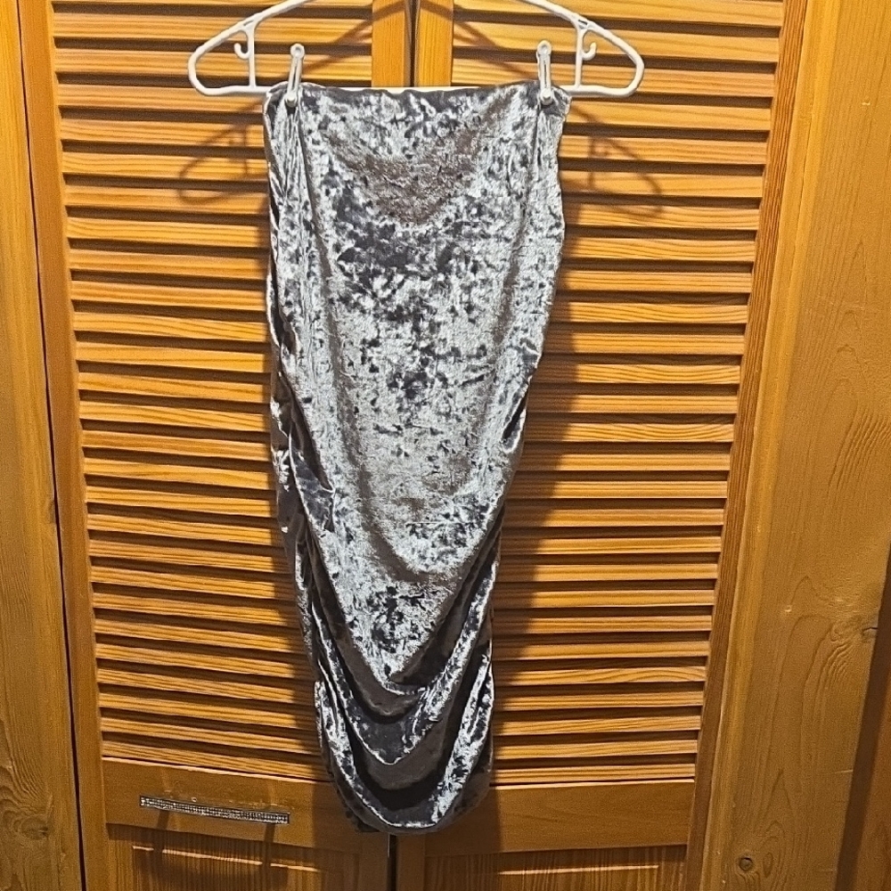 Revamped Silver Sequin Strapless Bodycon Dress